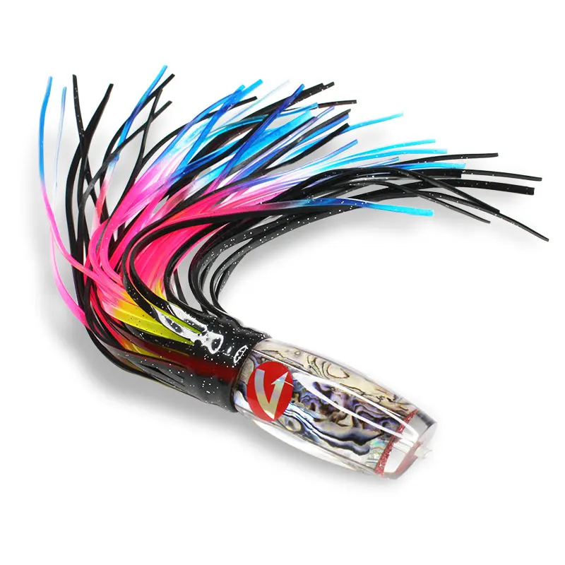 6 Colors 6.5''/200g Resin Head Octopus Soft Skirt Lure Deep Sea Boat Fishing Big Trolling Bait for Tuna Wahoo Fast Sinking