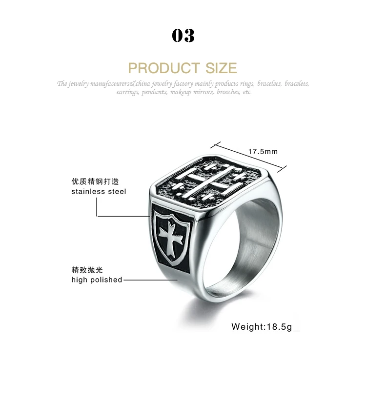 2021 New Products Ring Stainless Steel Cross Men's Ring RC-374