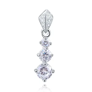 Creative Fancy 925 Sterling Silver Pendants 3A Cubic Zirconia Rhodium Plated Fashion Simple 3 Stones Diamond Pendant