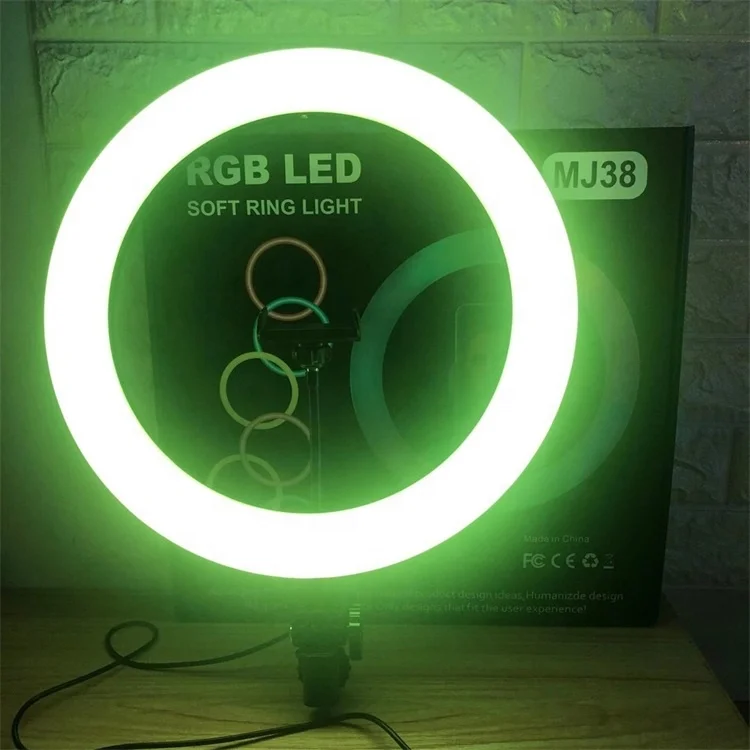 RGB Black Ring Light 38cm With 7ft Stand