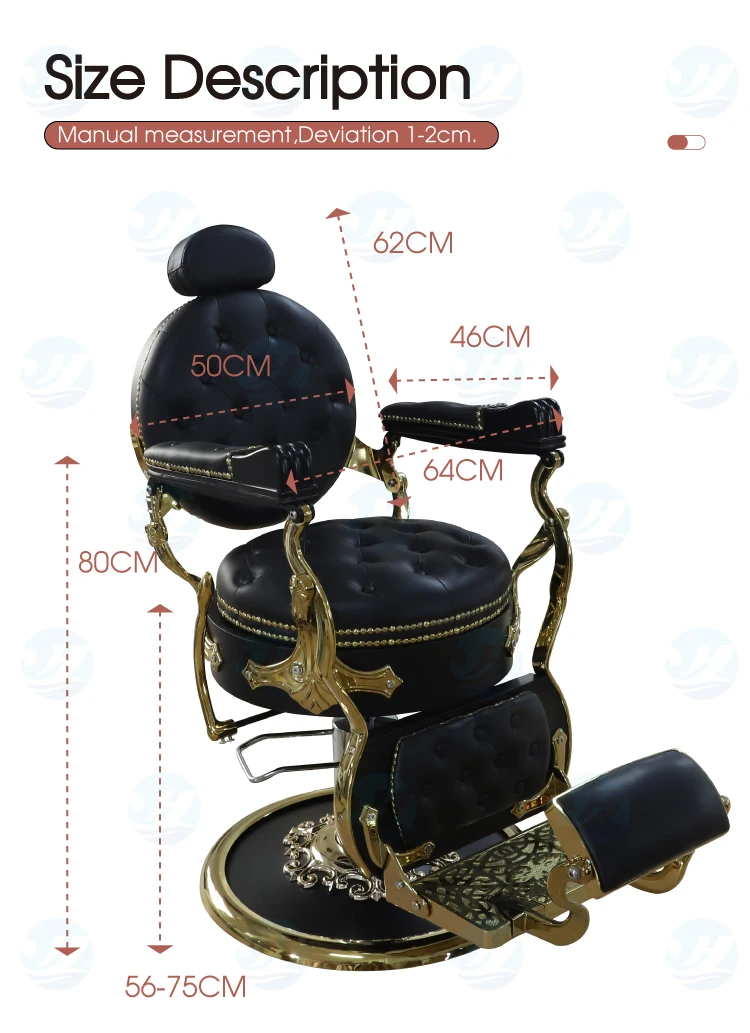 Antique Customized Gold Barber Chair Hydraulic Pump Beauty Salon