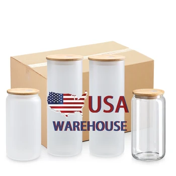 25 OZ Borosilicate Straight Blanks Sublimation Clear Frosted Glass Tumbler Heat Press With Straw