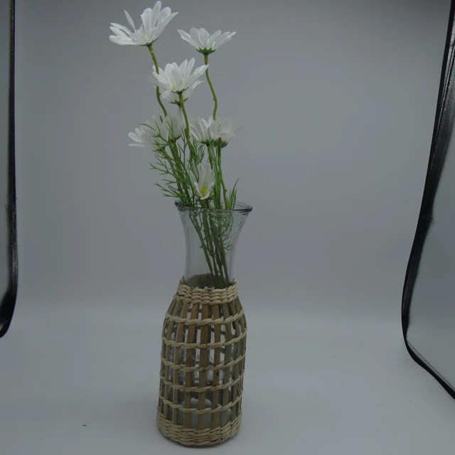beautiful best selling hand  wave natural glass bottle for flowers