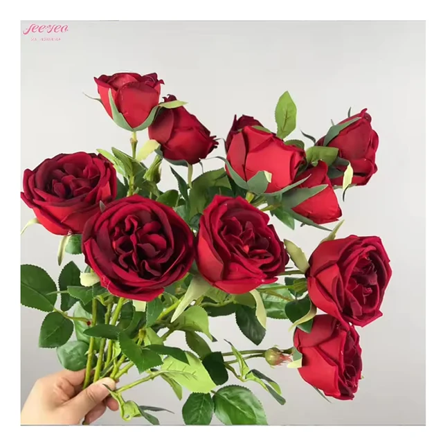 Valentine's Day Gift Artificial Loose Flowers Red Preserved Roses Bouquet Home Wedding Party Event Decoration Real Touch Rose