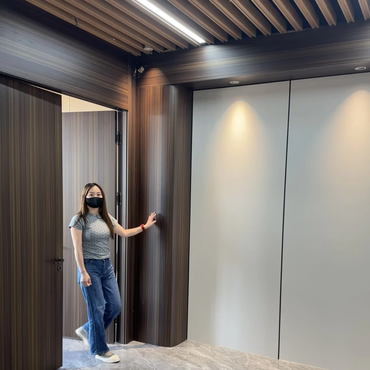 Tv Background Board Bamboo Charcoal Wood Veneer Marble Wall Panel Marble  Look Wall Paneling
