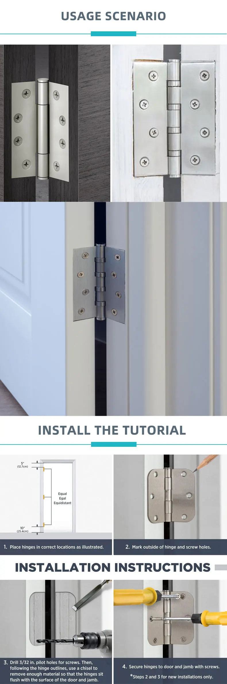 304sus Modern External Welding Removable Foldable Mortice Accordion