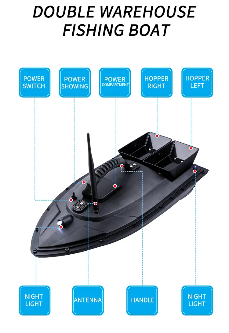 Bateau De Pêche Appât Télécommandé UK-12000mAh – RC Fishing Lure Boat 500m GPS Bluetooth