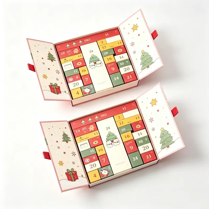 Bagong Disenyo ng Luho na Advent Calendar: Sikat na Rose Gold na Drawer, Double-Door na Surprise Box mula sa Matigas na Papel para sa Christmas Gift, Cosmetic at Jewelry Box