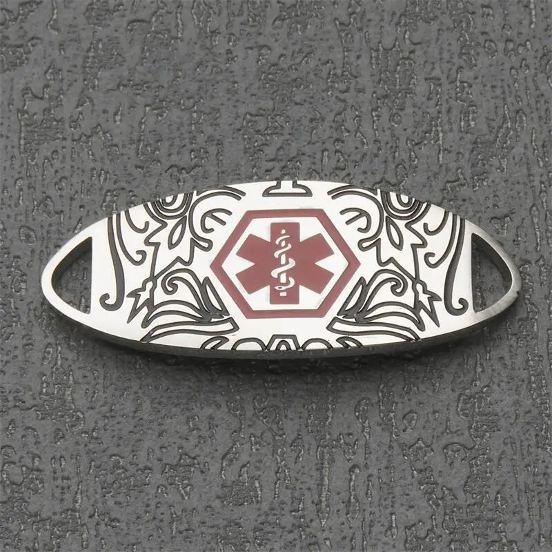 Stainless Steel Medical Alert ID Identification Tags for Custom Engraved Bracelets White Medical Tag