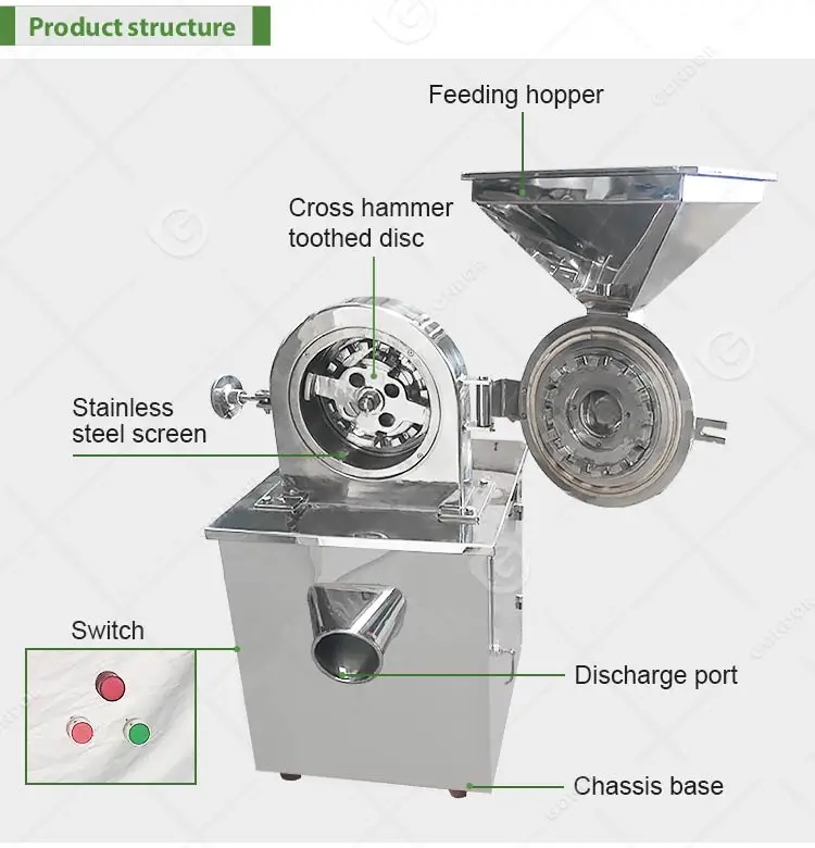 Food Process Sumac Grinder Universal Flour Milling Pulverizer Herbs Bark Grind Machine for China