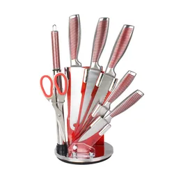 Хорошее качество, 8 комплектов в партии, набор наконечников из нержавеющей стали шеф-повар салата набор складной прочный поворотный блок набор кухонных ножей с акриловой подставкой