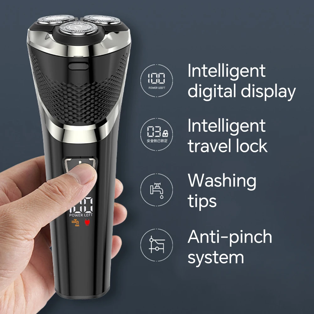 Three-Blade Waterproof Floating Rotary Electric Shaver with TYPE-C Charging USB Power Source for Household RV Hotel Use manufacture