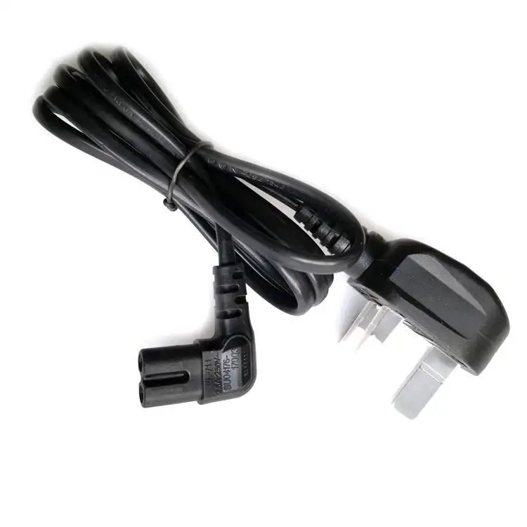 Power Cord Uk Type Right Angled To Iec C7 Power Lead Cable Figure 8 Ac Pvc Black 250v Bosslyn 3m