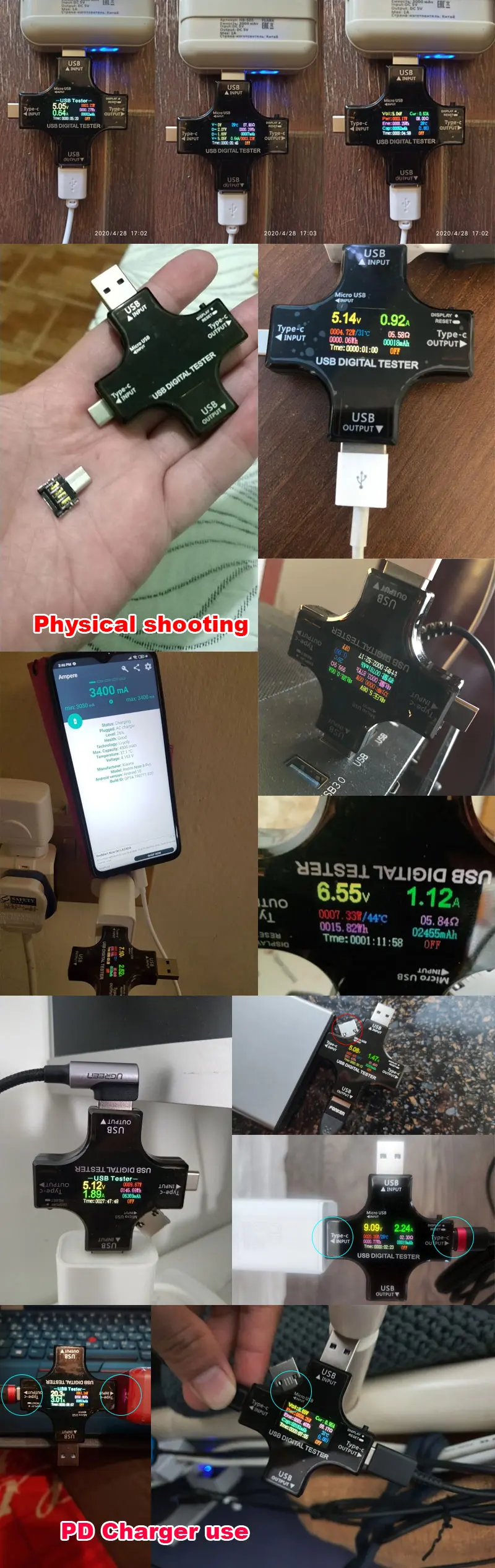 Usb Digital Multimeter Amperage Power Capacity Reader Usb C Current