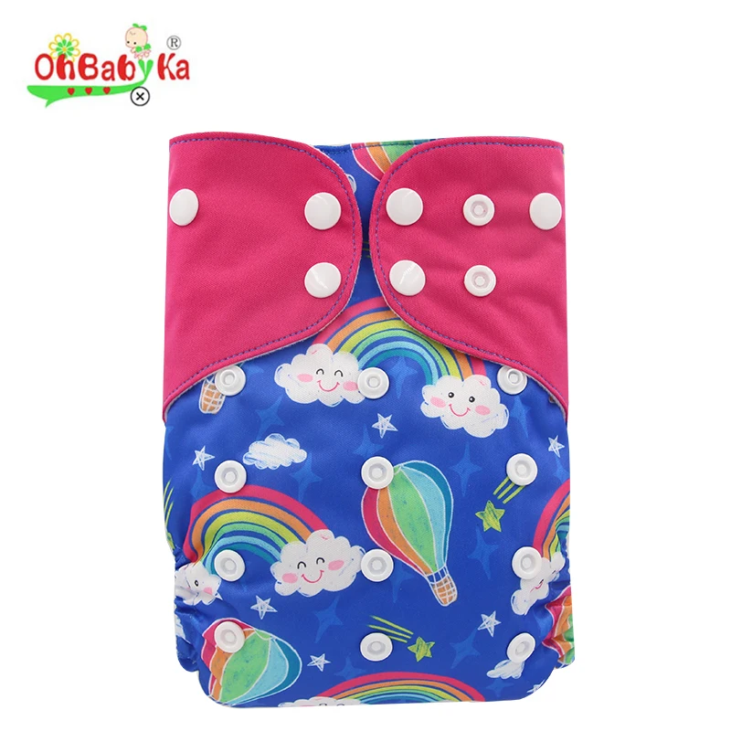 Ohbabyka réglable Unisexe en tissu pour bébé couches de poche avec 1pièce en suède doux Chiffon intérieure 