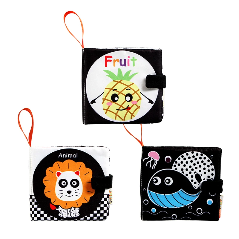 Черно-белая тканевая книга Визуальная стимуляция пляжная книга детская тканевая книга игрушка N005