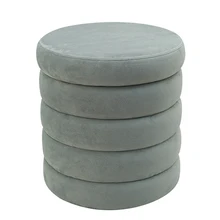 Velvet Stool Soft Ottoman Round Stool Pouffe Ottoman Footstool Blue Velvet Ottoman