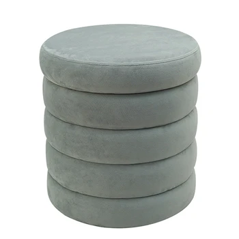Velvet Stool Soft Ottoman Round Stool Pouffe Ottoman Footstool Blue Velvet Ottoman