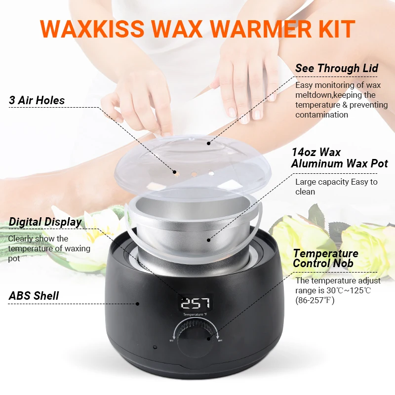 Waxkiss Digital LCD Display for Heating 500cc Hair Removal Wax Warmer Mini Wax Machine Melting Pot Wax Heater