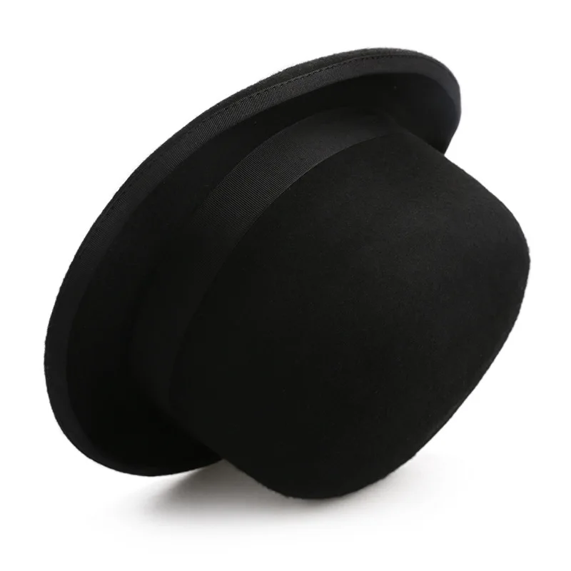 Wholesale Vintage Traditional Men Women Bowler Hat Derby White Black Gray Wool Felt Formal Dress Hats for Men Chaplin Hat