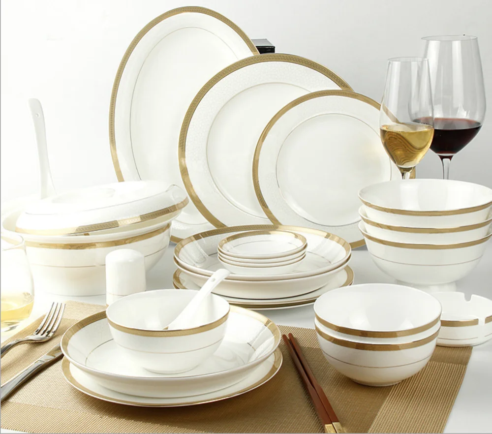 28pcs Bone China Tableware Set  Creative Household Korean Dish Set