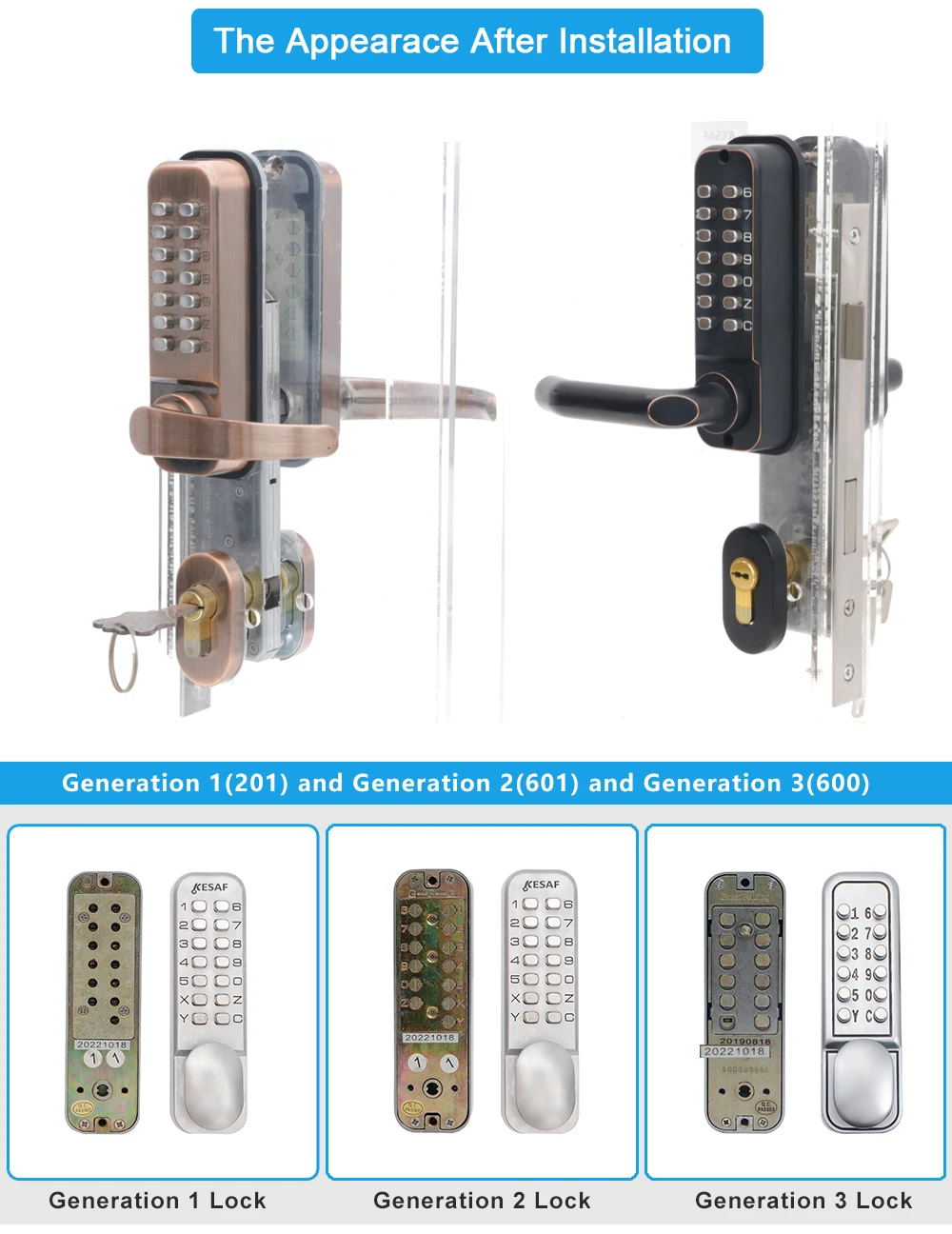 Waterproof Password Combination Push Button Lock Front Door Lock