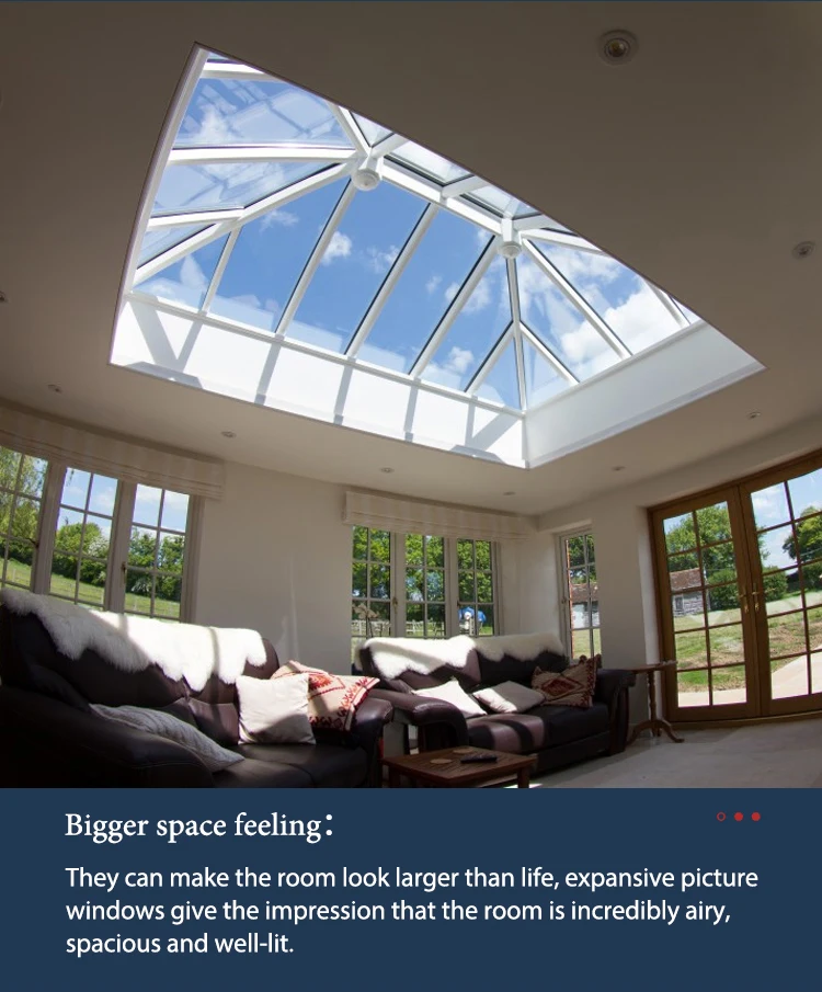 Skylight Ceiling Windows Aluminum Sliding Roof Windows Retractable