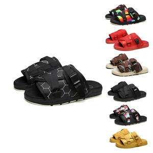 Men's Drop Shipping Designer Sport Slides Printed Custom Logo Brand Buckle Mesh TPR Outsole Non-slip Summer Winter Slippers