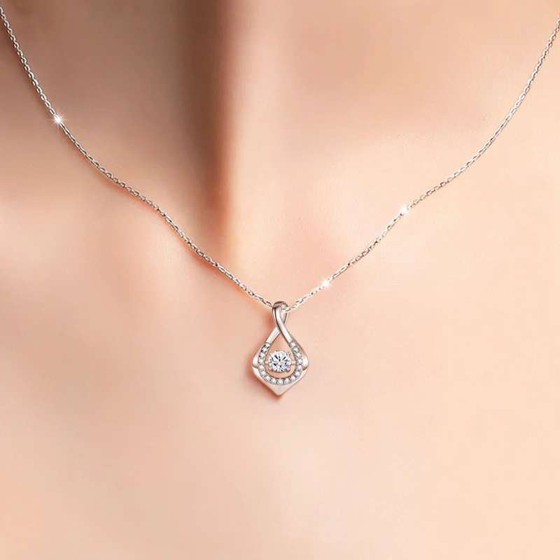 VANA Water Drop 925 Sterling Silver Chain Pendant Necklace