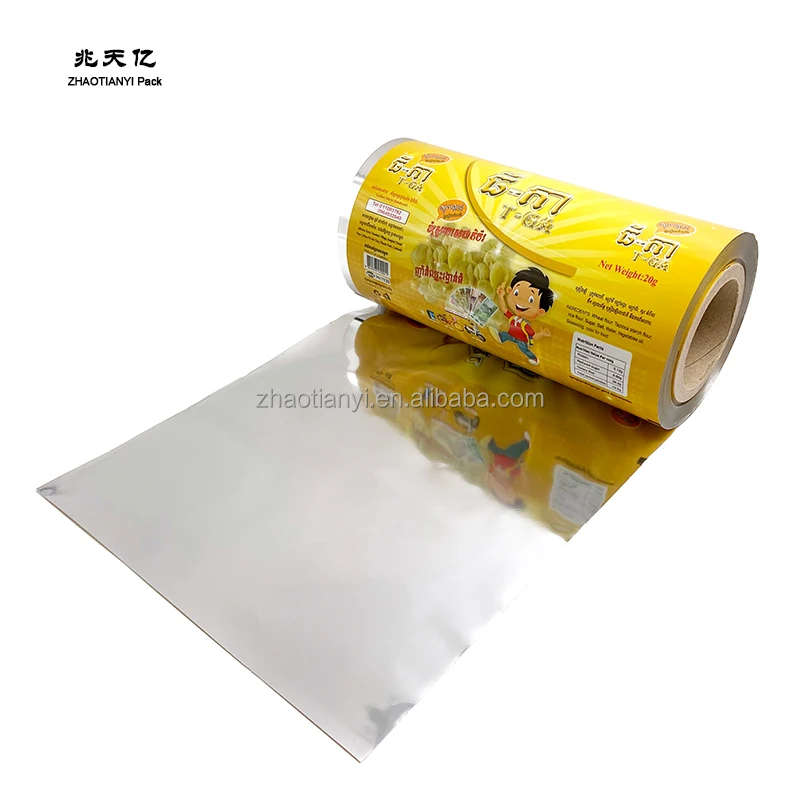 Печать на заказ широко используемая Водонепроницаемая композитная пластиковая упаковка рулон пищевой пленки для закусок печенья хлеба мороженого