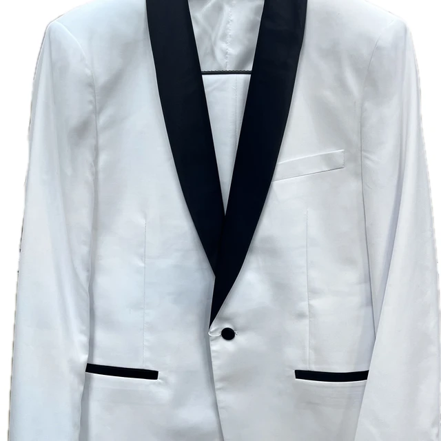 2024 OEM ODM Customization Men's wedding suits polyester viscose white Men satin lapel Luxury 3 Piece Set Men's dress suits