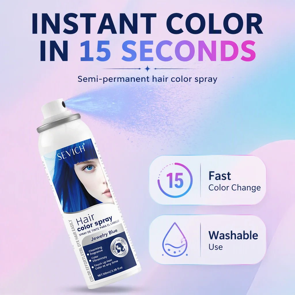 Hair Color Spray Private Label Long Lasting Fashion Magic Washable 15s Semi Permanent Instant Hair Dye No Ammonia