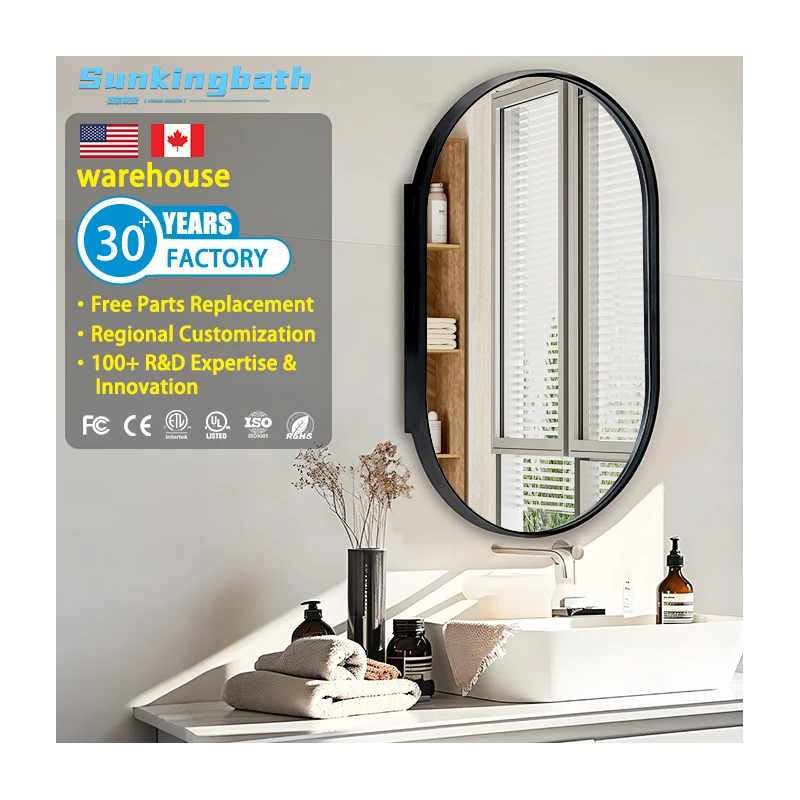 Runway Medicine Cabinet Aluminum Black Mirror Cabinet Wall Mounted 16x31Inch Bathroom Cabinet for Hotel Project