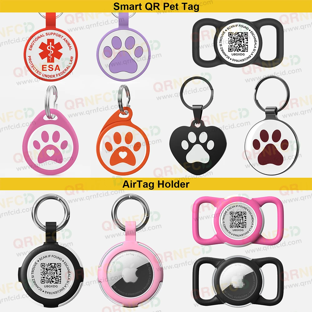 Wholesale Anti Loss Silent Lightweight Smart QR Code Epoxy Pet Cat Dog Collar ID Tag With Built In Ready To Use Software