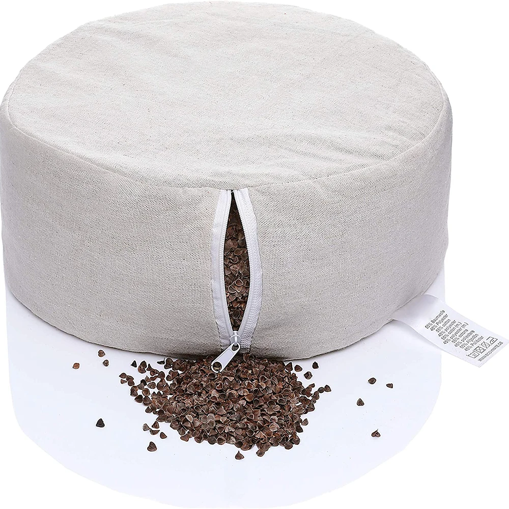 Factory Eco Friendly Round Chair Zabuton Adjustable Natural Portable Zen Pillow Bolster Zafu Buckwheat Yoga Meditation Cushion