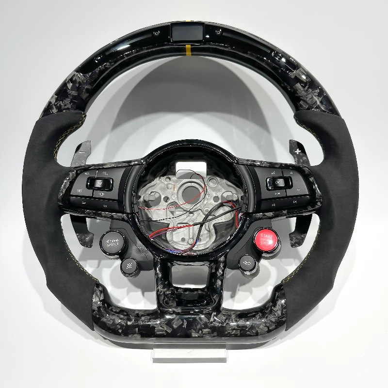 Forged Carbon Steering Wheel for VW Golf MK7 GTI / R – Silver Accents, LED Display