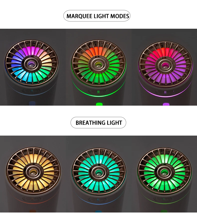 Humidificador Led Light Cool Mist Portable H2O Usb Rechargeable Ultrasonic Colorful Cup Mini Car Air Humidifier for Bedroom