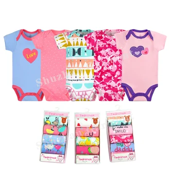 Wholesale Factory Direct Sale Newborn Cotton Baby Clothes Short Sleeve Baby Rompers infant and toddler bodysuits