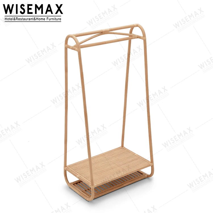 WISEMAX FURNITURE Simple cloth display shelf rattan standing shelf with shoes storage rattan cabinet