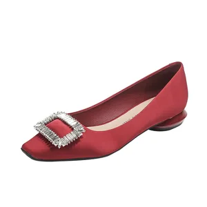 Source Factory Cross-border Custom Bejani Rubber 3D Wedding Shoes Women Xiuhe Flat square Head Rhinestone Bride 7318-1