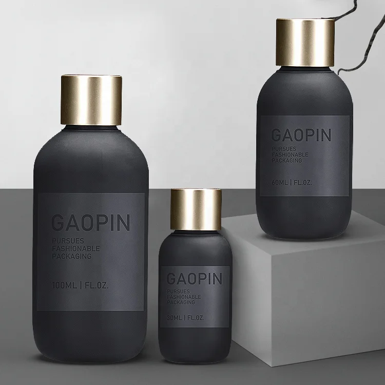 Plastic Matte Black 30ml 60ml 100ml HDPE  Bottle and Skin Care Packaging
