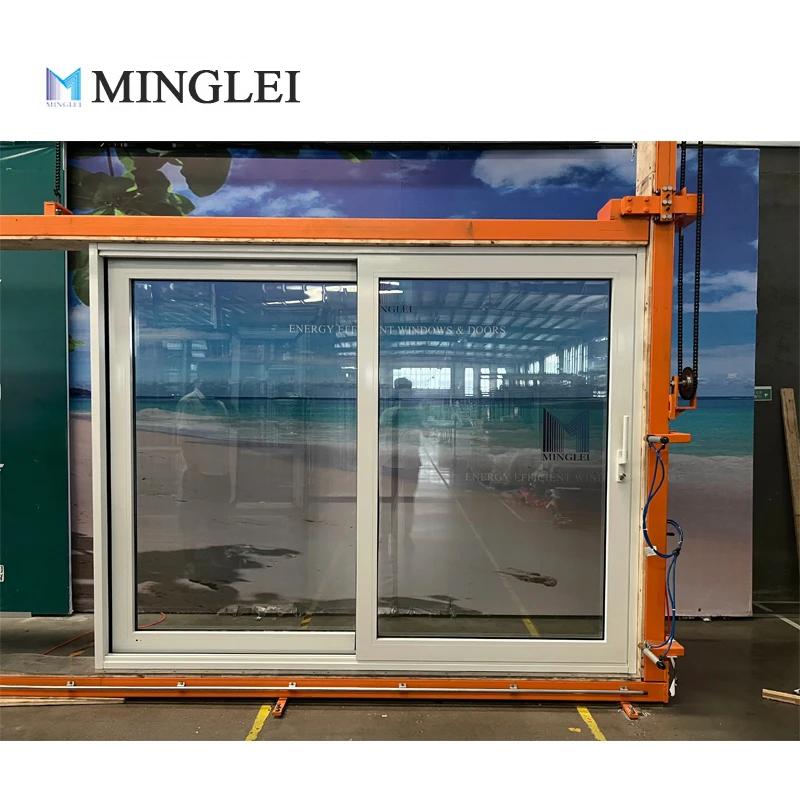 Minglei AS2047 Aluminum Slim Frame Double Tempered Glass Patio Big Lift Sliding Doors Energy Efficient Sliding Door