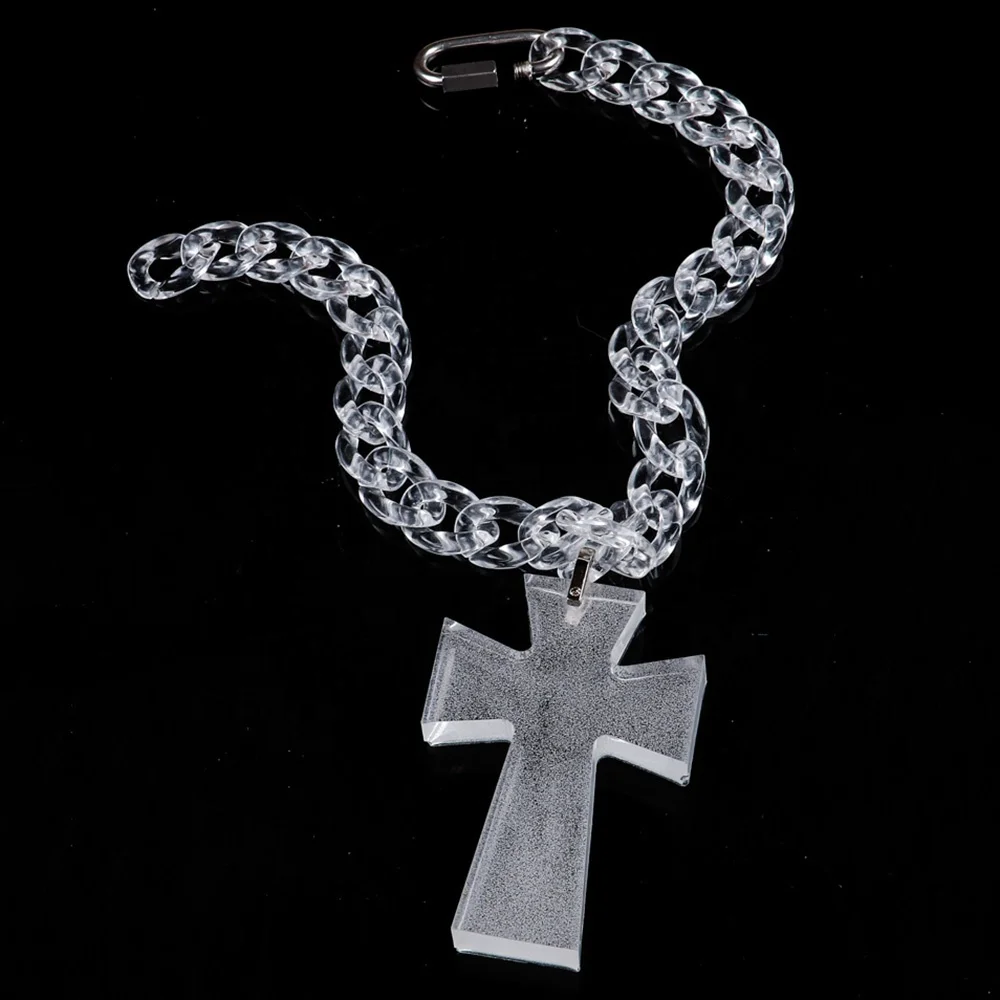 Collana Punk Uomo Donna In Argento Sterling 925 – Catena Lunga Multistrato Con Ciondolo A Croce E Chiave, Stile Rock, Placcata Resina - 2