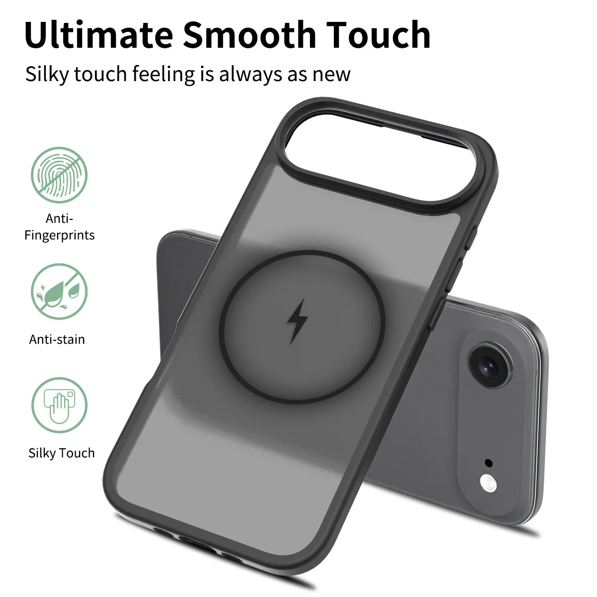 product laudtec anti drop protective cover silver matte large hole skin magnetic phone case with wireless charging for iphone 17 air-5