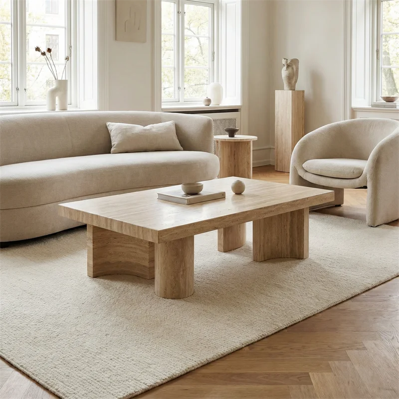 product natural travertine modern convertible durable coffee table for living room-2