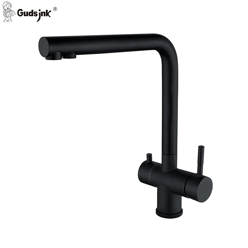 Gudsink Mixer Taps Manufacturer Dual Handle Brushed Kitchen Sink Faucet