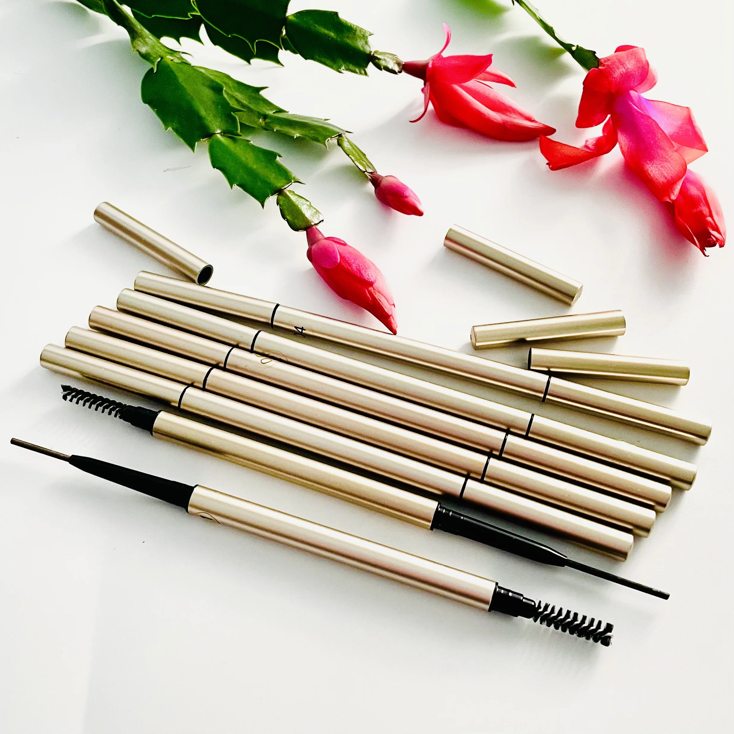 High Quality Double-Head Automatic Eyebrow Pencil New Arrival Gold Waterproof Private Label Chemical Makeup for Eye Use