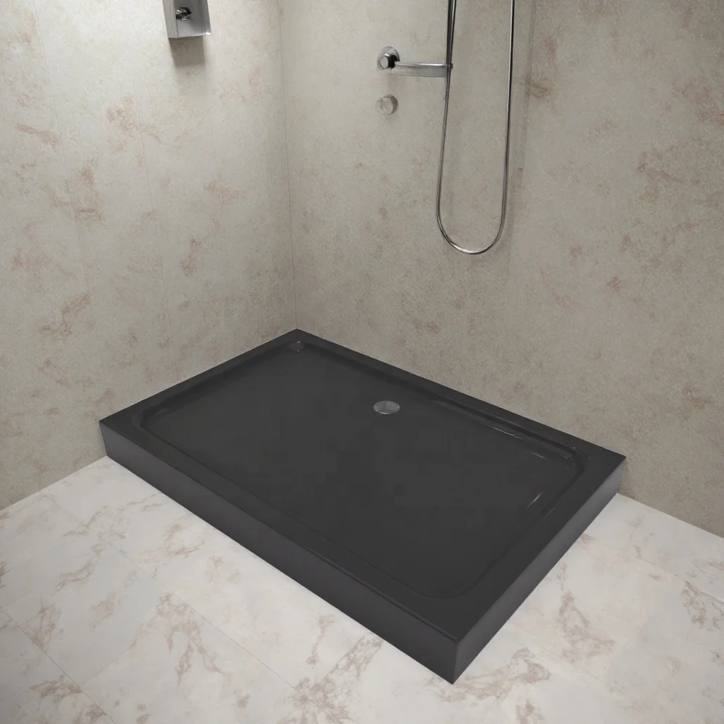 Exceed Custom Rectangle Fiberglass Shower Tray Modern Square Design Waterproof with Marble and Acrylic for Hotels