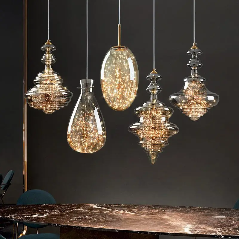 Nordic Postmodern Creative Luxury Starry Glass Pendant Light for Bar Bedroom Dining Room