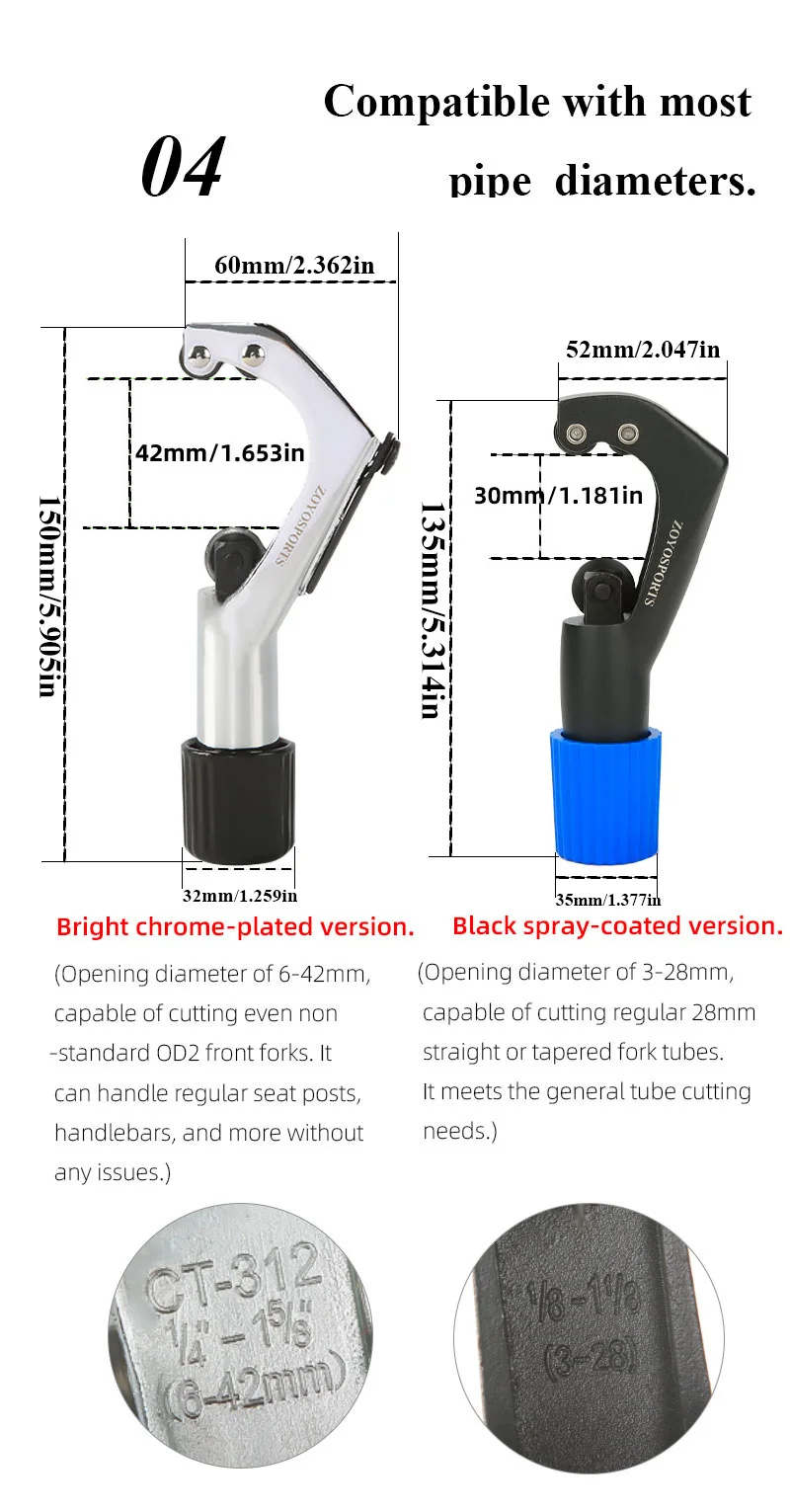 Zoyosports Bicycle Steerer Tube Cutter Fork Cutting Tool Handlebar